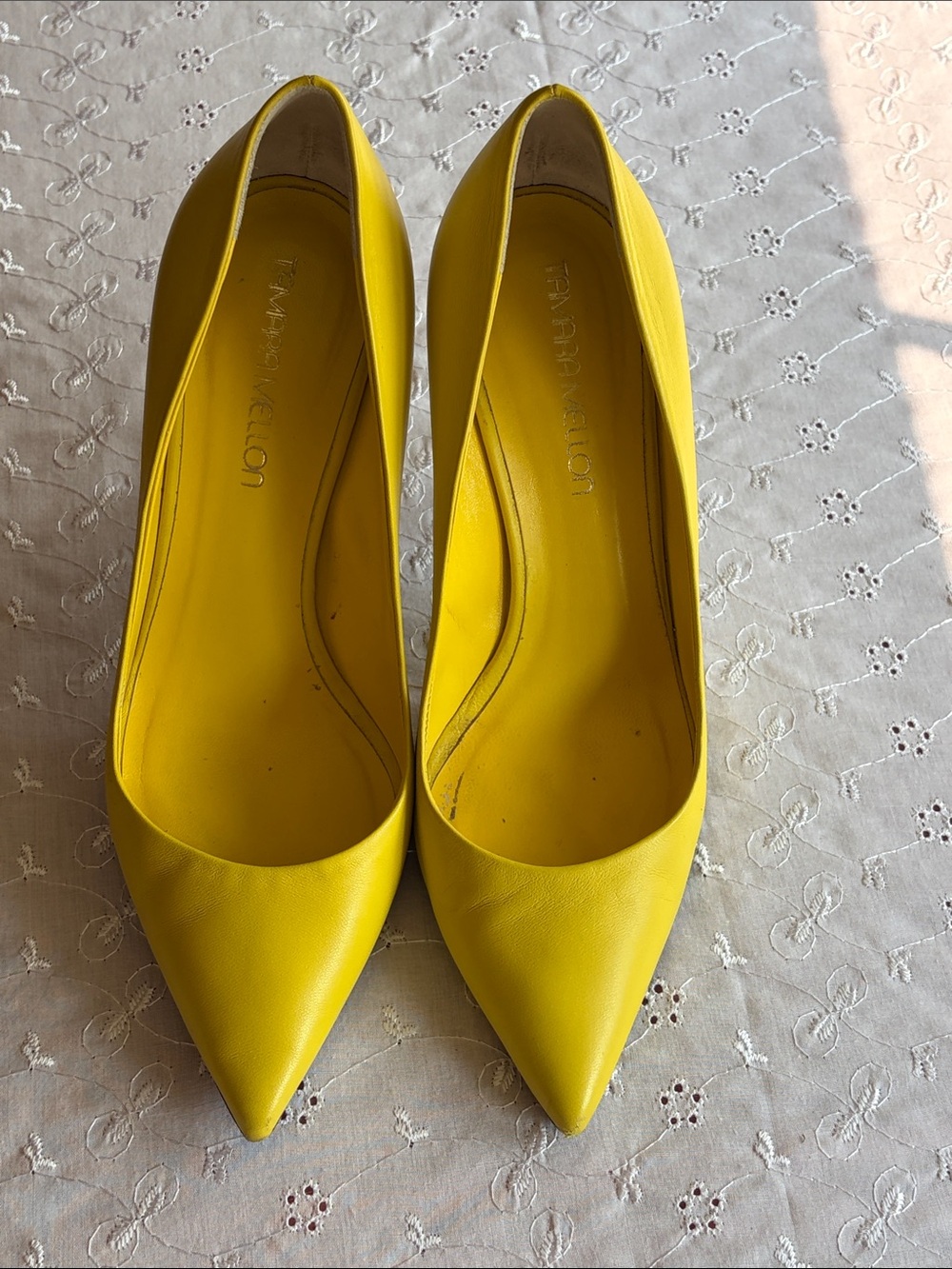 Tamara Mellon Addiction Napa Yellow Heels